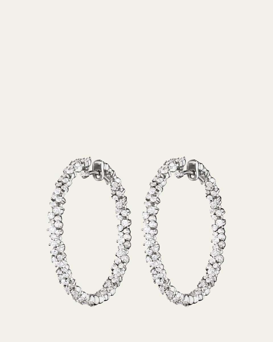 18k White Gold Diamond Confetti Hoop Earrings
